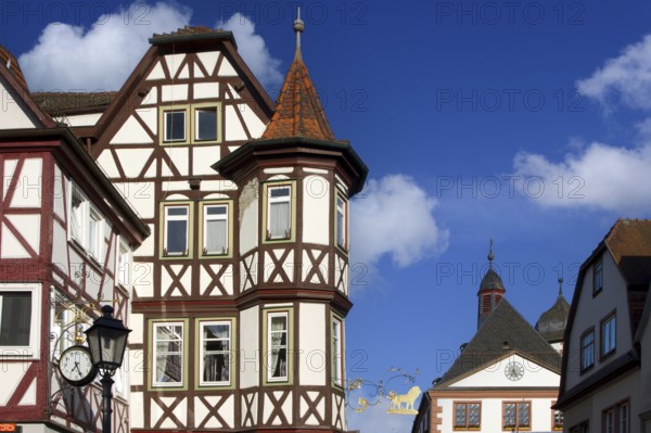 Lohr am Main, architecture, blue sky, buildings, houses, old town hall, Main-Spessart, Bavaria, Federal Republic of Germany
