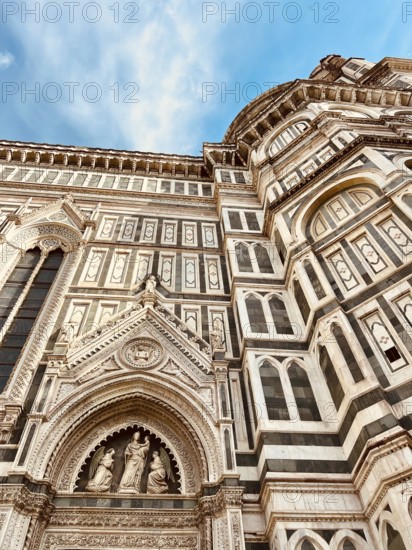 Detailed view of the Cathedral of Santa Maria del Fiore in Florence, Italy