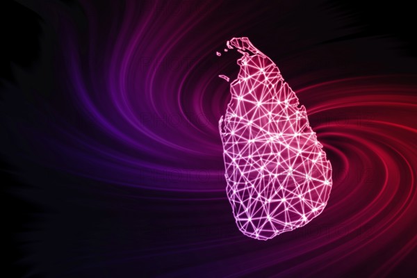 Map of Sri Lanka, Polygonal mesh line map, modern map