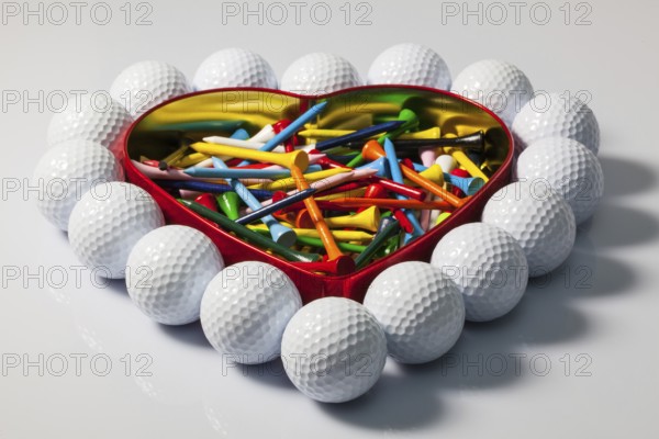 Hearts of golf balls and tees