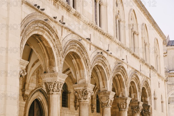 Dubrovnik, Croatia - 04 may 2016: The Princely Palace is a 14th-century Gothic and Renaissance palace museum with exhibitions of antique furniture and emblems in Dubrovnik, Croatia