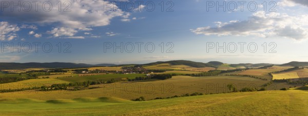 Panorama landscape - Amazing view from golf course to the valley at sunset