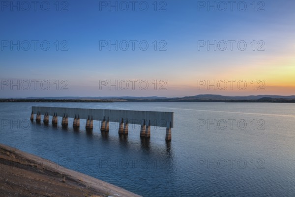 Nechranice Dam in Czech Republic. .Water surface has an extention of 1338 ha. Except of this, it is a dam with longest strewed pier in Central Europe, measuring 3280 m