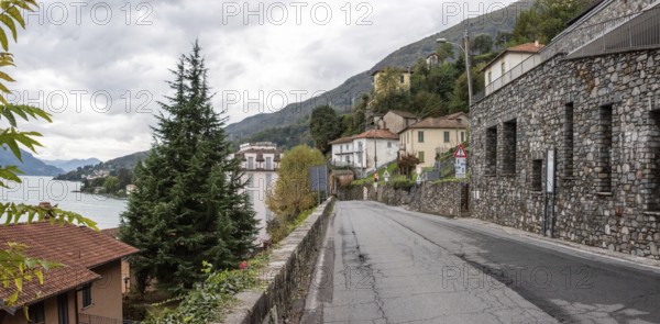 Street in village Musso-Dongo at lake Como, Italy, where the dictator Mussolini became imprisoned through a road blockade