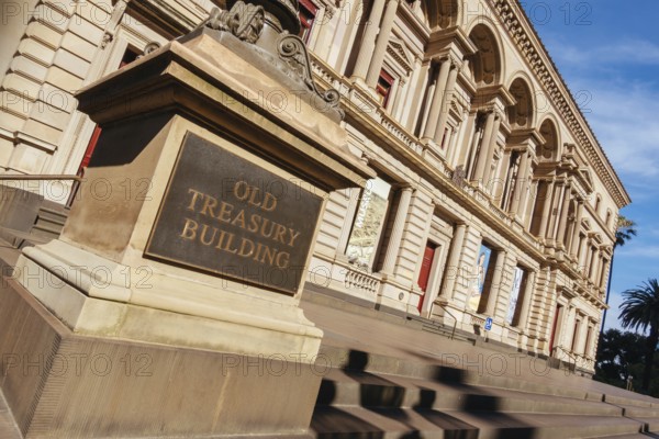 MELBOURNE, AUSTRALIA - JANUARY 8 2025: Old Treasury Building on a hot summer's afternoon in Melbourne CBD, Victoria, Australia