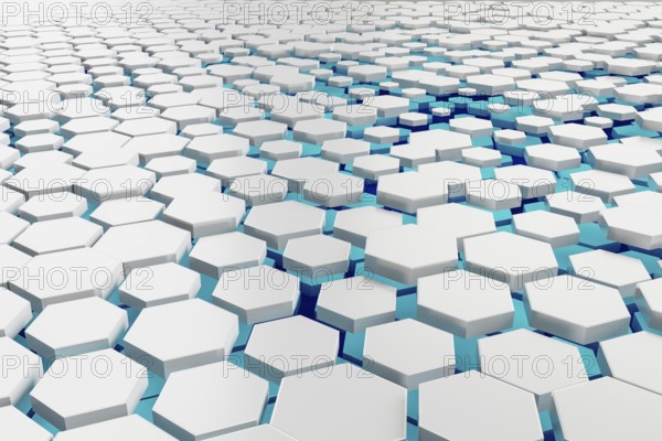 3d illustration of a white and turquoise hexagon background