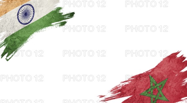 Flags of India and Morocco on White Background