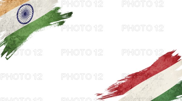 Flags of India and Hungary on White Background