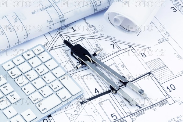 An architect's plan for the construction of a new home. Symbolic photo for financing and planning a new house. Austria