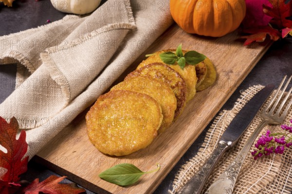 Potato pancakes with pumpkin puree