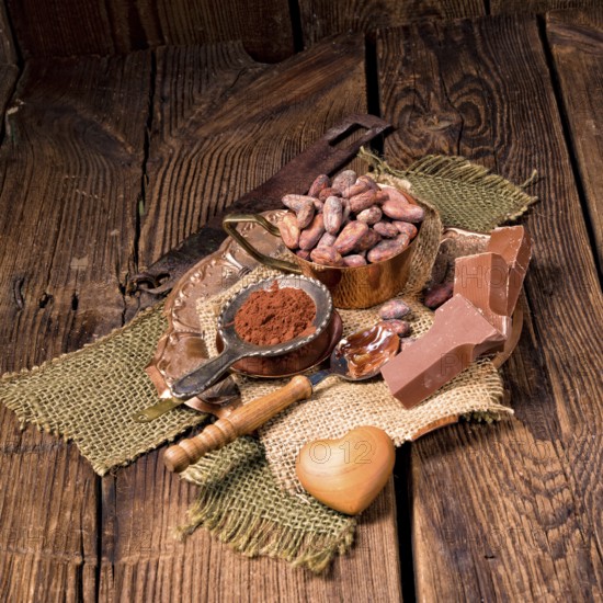 Chocolate cocoa and cocoa beans