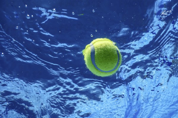Tennis Summer Concept, Tennis Ball Underwater, Swimming Pool, Summer Tennis Camp