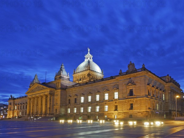 The Federal Administrative Court in the blue hour. Leipzig, Saxony, Germany