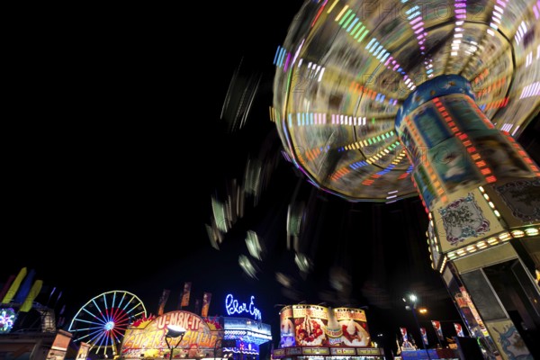 An abstract image of the midway and vendor stands at the annual Western Fair, in London, Ontario, Canada, North America