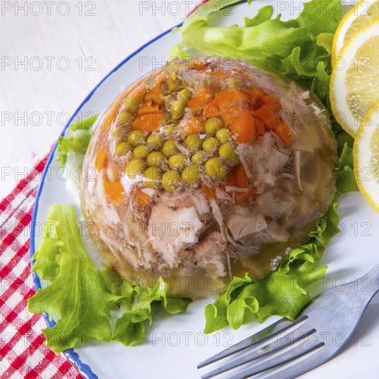 Delicious aspic with pork bones and pork legs