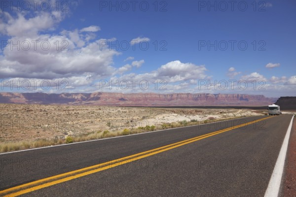 The tourist bus on road to desert. California