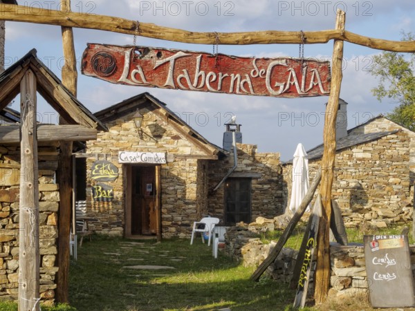 La Taberna de Gaia is a cosy restaurant in an semi-abandoned hamlet on the Camino, Foncebadon, Castile and Leon, Spain