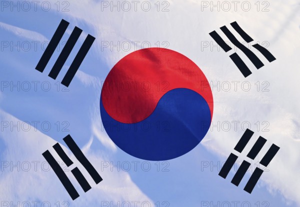South Korea's national flag flutters in the wind
