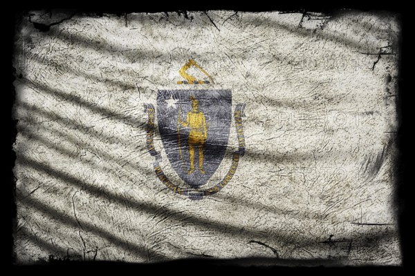 Massachusetts Flag, Grunge Texture Background