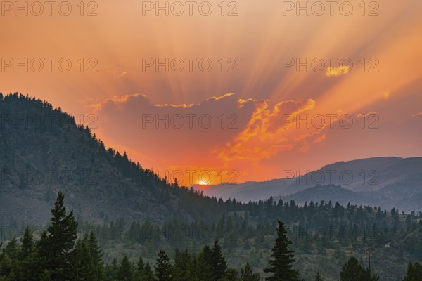 Real sunset in the wild landscape of Montana