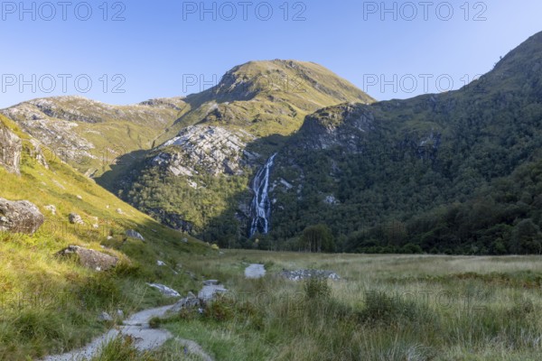 Steall Waterfall, second highest waterfall, cascades, Fort William, Highland, Scotland, Great Britain