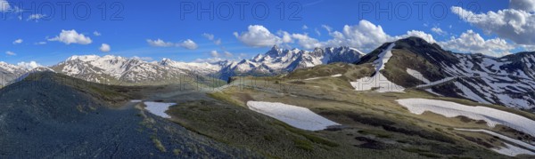 Panorama with Pic de Rochebrune, striking mountain peak, Italian-French Alps, Sestriere, Piedmont, Italy