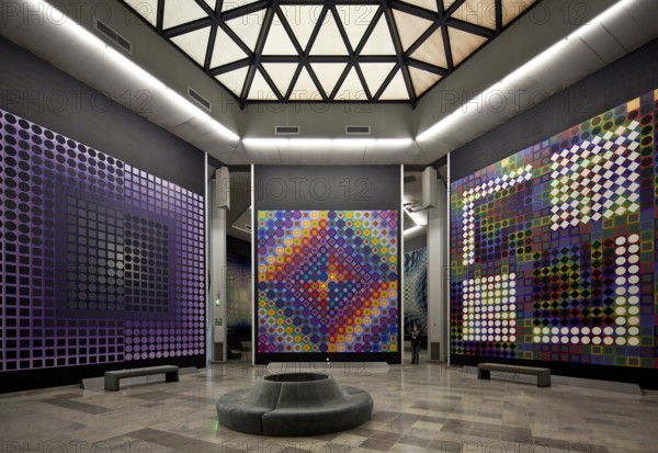 Aix en Provence, Vasarely MuseumBuilt 1973-76. op-art wall installations around 1975 left Obj No 119 centre 121 right unknown
