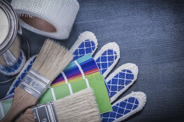 Paintbrushes can color sampler safety gloves household tape