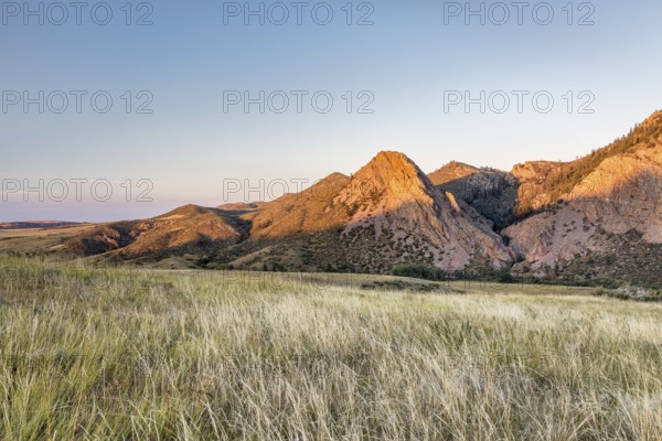 Sunset in mountains - Eagle Nest Rock and prairie in northern Colorado near Fort Collins