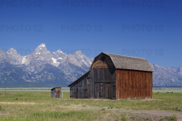 The iconic John Moulton homestead in Grand Teton in Wyoming in USA