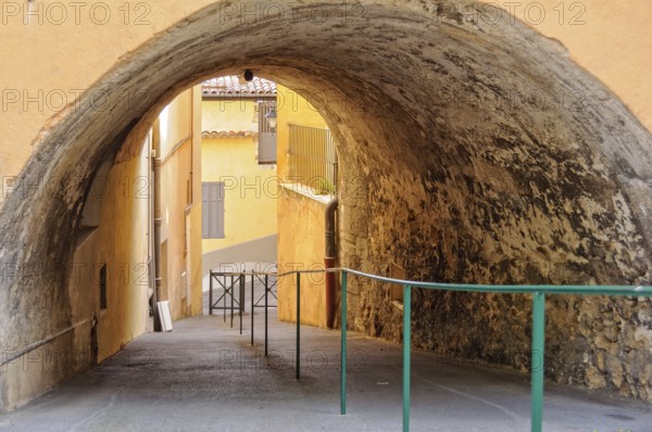 Empty walkway with handrail, Grasse, France