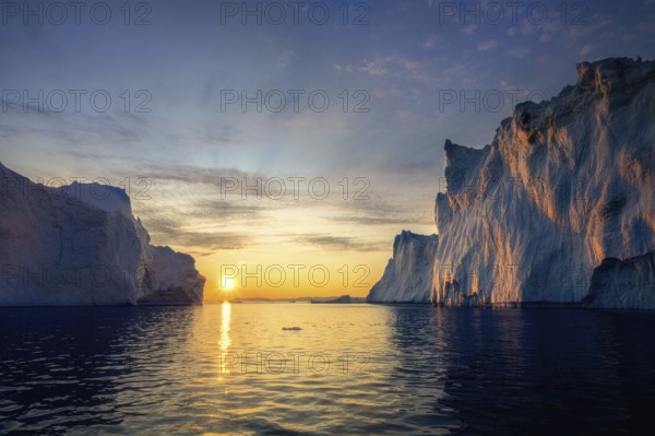Greenland Ilulissat glaciers at fjord Disco Bay West Greenland