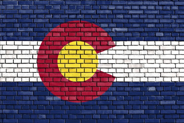 Flag of Colorado painted on brick wall