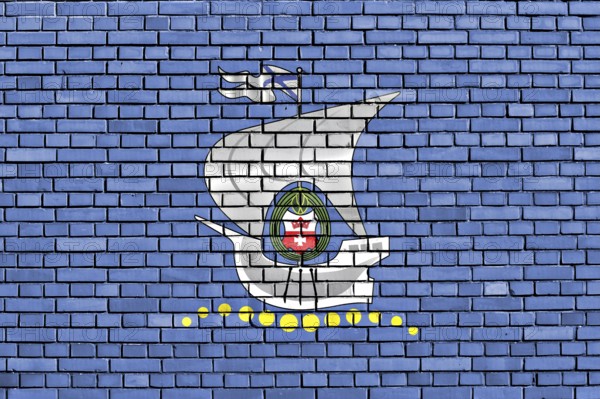 Flag of Kaliningrad painted on brick wall
