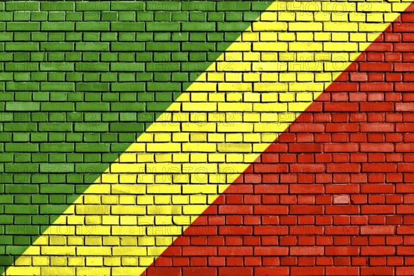 Flag of Congo painted on brick wall