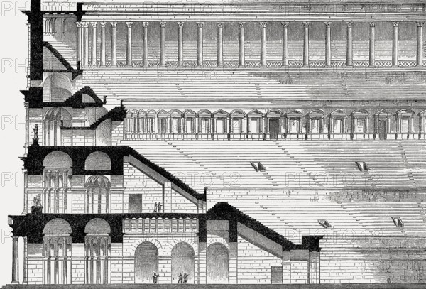 Reconstruction of the Colosseum in ancient Rome