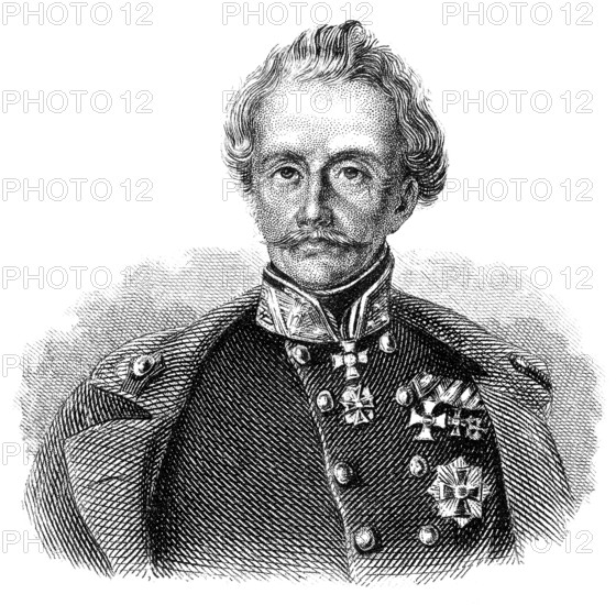 Portrait of Heinrich Hermann Josef Freiherr von Heß or Hess, 1788 - 1870, an Austrian soldier and field marshal, Portrait von Heinrich Hermann Joseph Freiherr von Heß, 1788 - 1870, ein österreichischer Feldmarschall