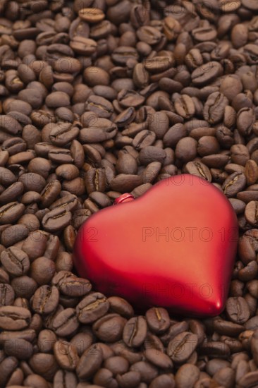Coffee beans and love symbol