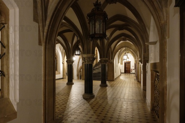 Corridor, New Town Hall, Munich, Bavaria, Germany