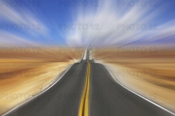 Hot day in desert. A Mirage on high speed