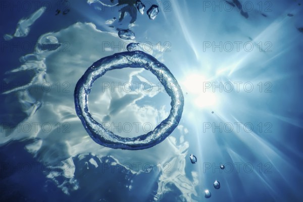 Bubble Ring Underwater ascends towards the Sun