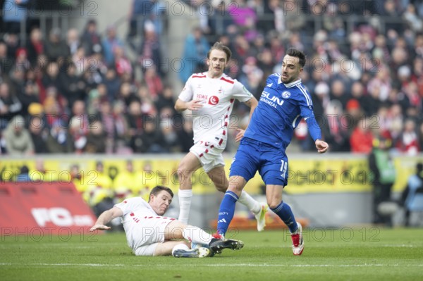 (DFL/DFB REGULATES PROHIBIT ANY USE OF PHOTOGRAPHS AS IMAGE SEQUENCES AND/OR QUASI-VIDEO), RheinEnergieStadion, Cologne, North Rhine-Westphalia, Dominique Heintz (1.FC Köln, Defence, #3), Matheo Raab (Hamburger SV, Goalkeeper, #19), 2nd Bundesliga, 1.FC Köln, Hamburger SV on 09.02.2025 at RheinEnergieStadion in Cologne Germany