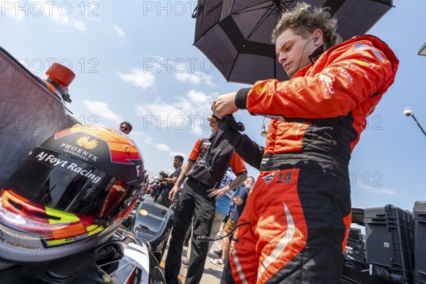 SANTINO FERRUCCI (14) of Woodbury, Connecticut prepares to qualify for the Hy-Vee Homefront 250 at the Iowa Speedway in Newton, IA