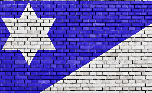 Flag of Branch Davidians painted on brick wall
