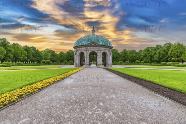 Munich Germany, sunset at Munich Hofgarten (Court Garden) with Dianatempel