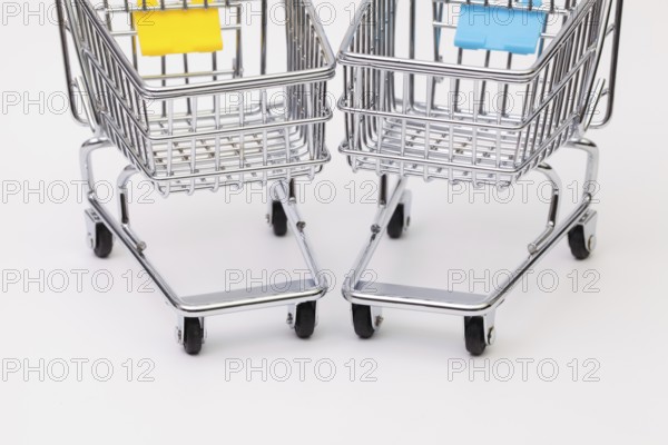 Two shopping trolley on the white background