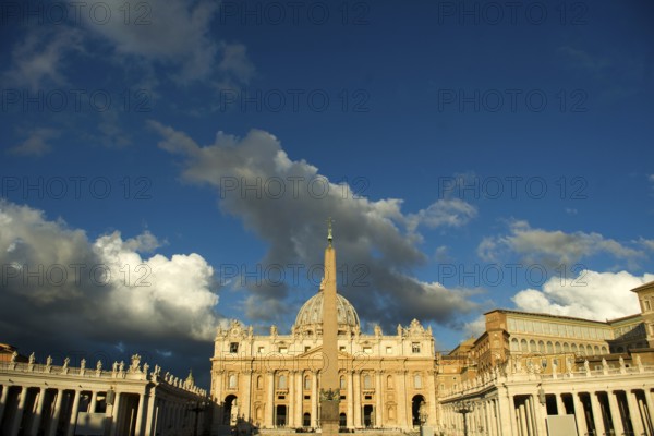 View of St. Peter's Basilica in the Vatican, given the early hours of the day