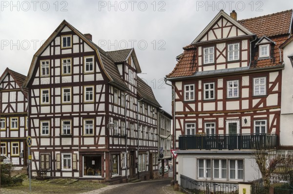 Street in Schlitz with half-timbered houses, Germany