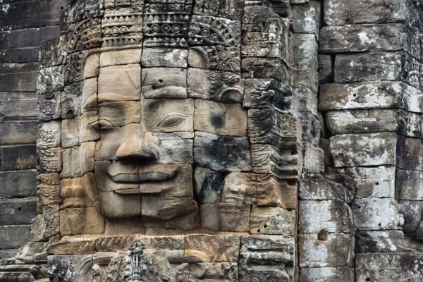 Buddha faces, Bayon Temple, Angkor Wat, Cambodia, Southeast Asia