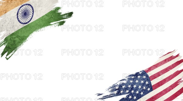 Flags of India and USA on White Background
